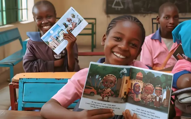 Diverse group of children enjoying a story together